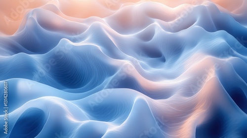 Elegant Abstract Blue and White Wavy Fractal Background Design