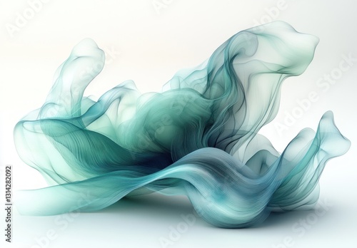Abstract Blue Green Waves Digital Art Background Elegant Flowing Design