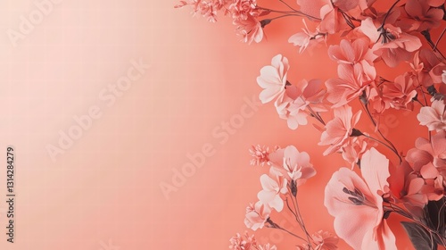 Blossom Symphony: Delicate pink blossoms gracefully adorn a soft, gradient backdrop, creating an atmosphere of beauty and tranquility.
