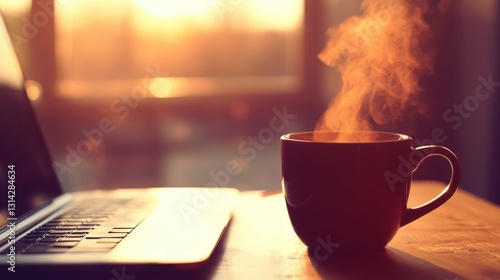 Warm Morning Coffee & Laptop