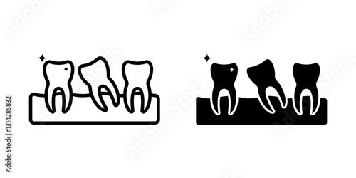 Crooked teeth icon set. for mobile concept and web design on white background