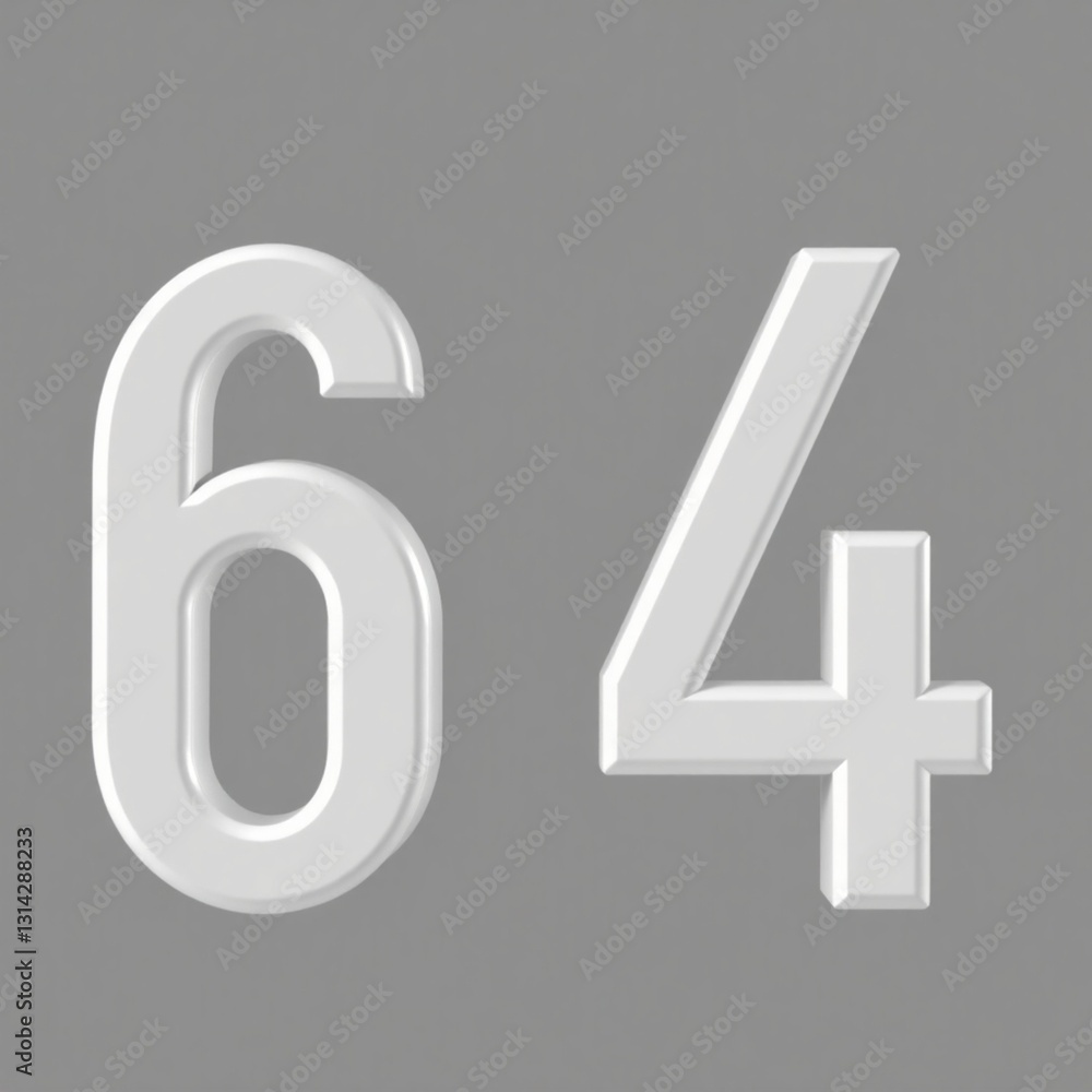 3d silver number 64 3d silver number 64