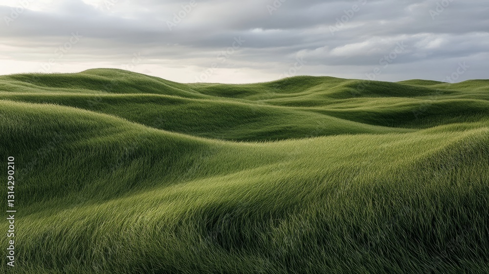 Rolling hills of lush green grass stretch under a moody sky, evoking a sense of peace and vastness in nature’s embrace. Rolling hills of lush green grass stretch under a moody sky, evoking a sense of peace and vastness in nature’s embrace.