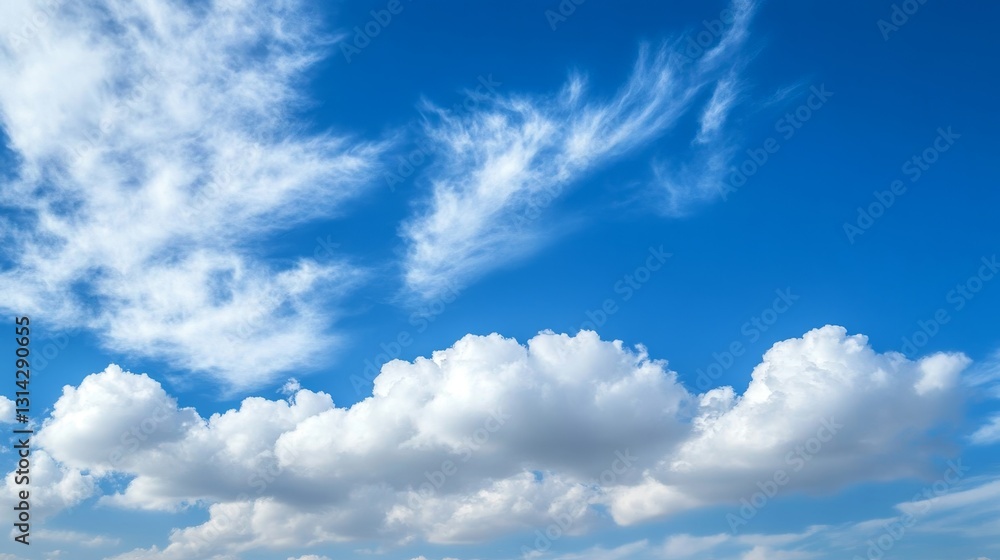 Blue Sky Cumulus and Cirrus Cloud Composition, Vivid Colors, Heavenly Concept, Cloud Photography Cloud types, Sky Photography Blue Sky Cumulus and Cirrus Cloud Composition, Vivid Colors, Heavenly Concept, Cloud Photography Cloud types, Sky Photography