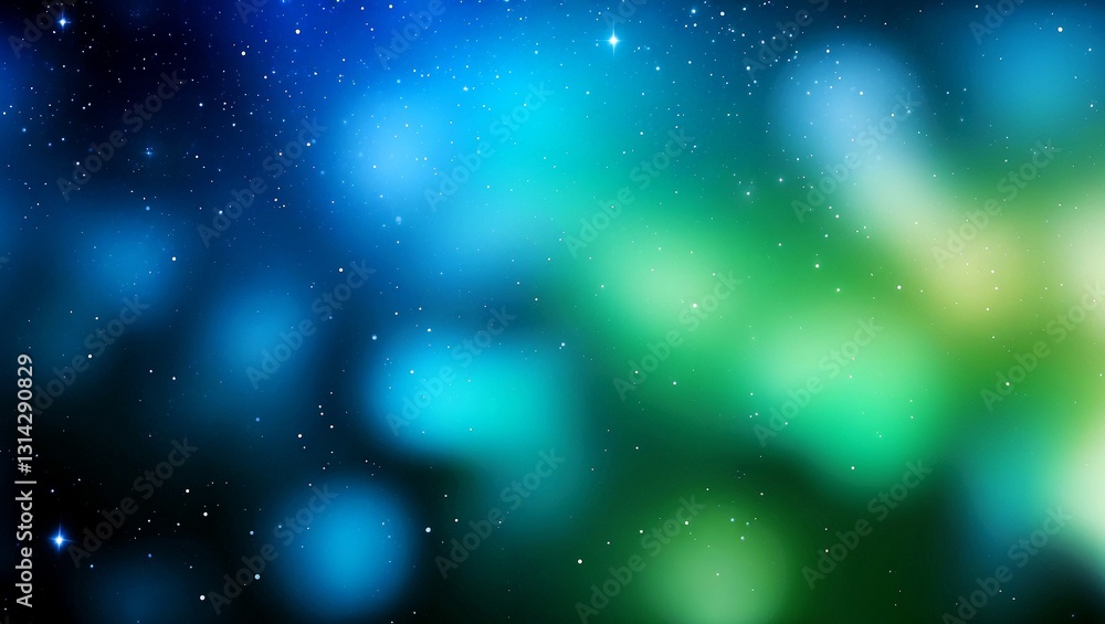 Fototapeta premium Dreamy gradient of blue and green starscape