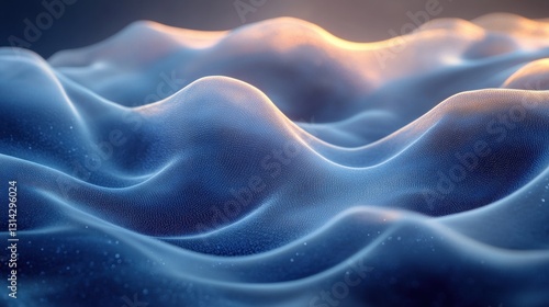 Futuristic Abstract Wavy Blue Flowing Digital Art