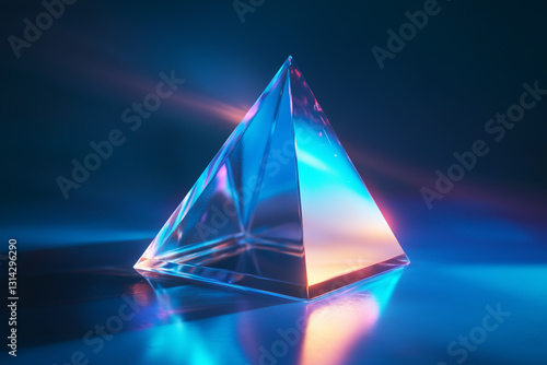 abstract background 3d holographic light refraction, crystal prism reflection