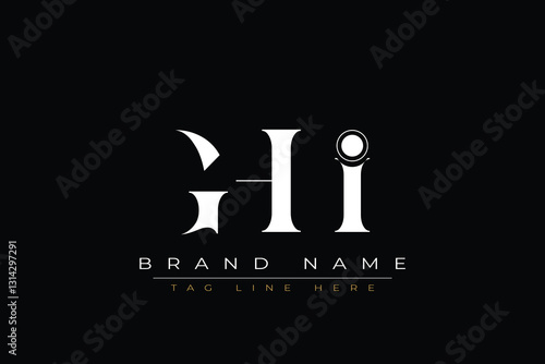 GHI abstract letter logo design. This logo is designed by three abstract letters.