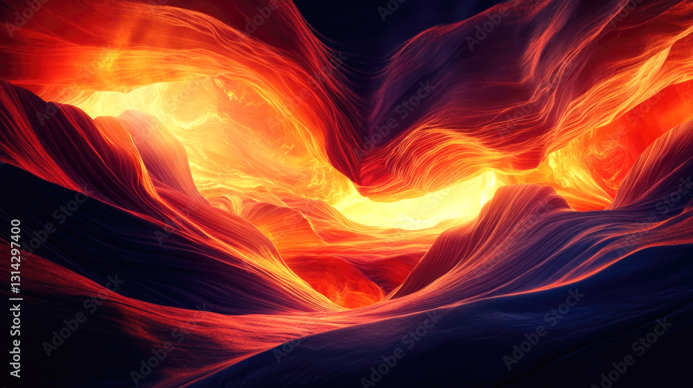 Vibrant abstract landscape with fiery colors and flowing forms Vibrant abstract landscape with fiery colors and flowing forms