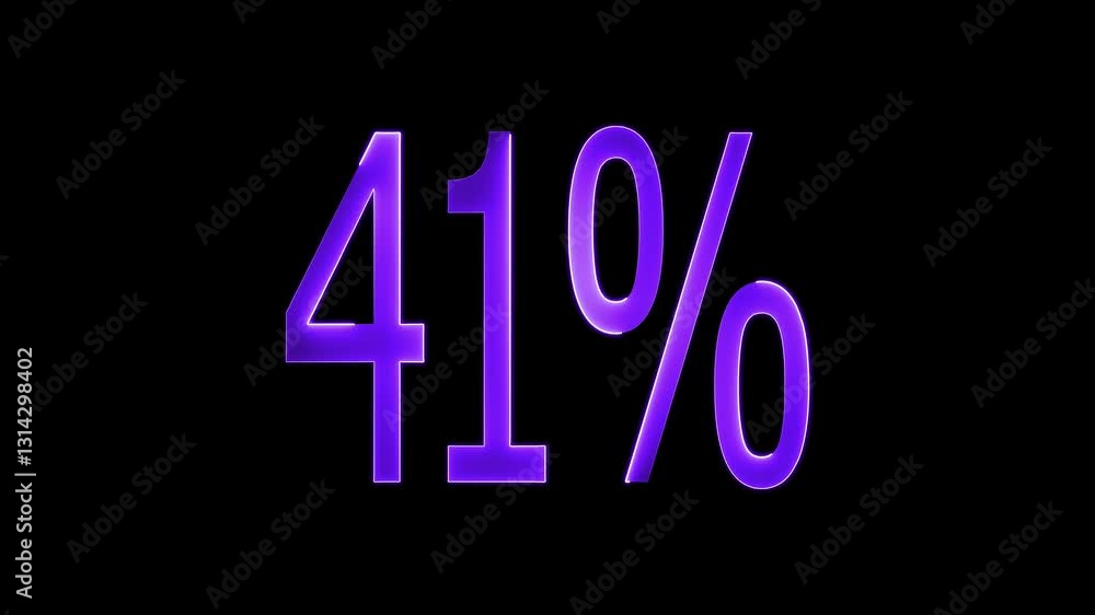 41% text animation by purple color neon mask glow on black background. 41% text animation by purple color neon mask glow on black background.