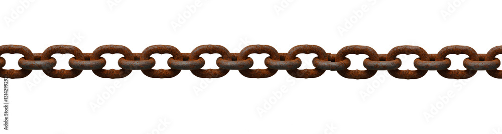 A rusty metal chain with thick, interlocking links, showing corrosion and a rugged texture on a transparent background. A rusty metal chain with thick, interlocking links, showing corrosion and a rugged texture on a transparent background.