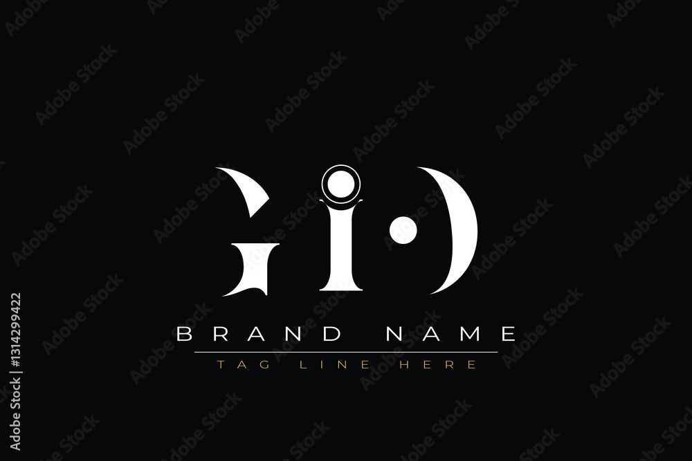 Fototapeta premium GIO abstract letter logo design. This logo is designed by three abstract letters.