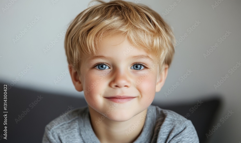 Adorable happy kid baby boy is looking to the camera. Baby looks around and then smiles and laughs. 4 year old fair-haired child with blue eyes smiles Adorable happy kid baby boy is looking to the camera. Baby looks around and then smiles and laughs. 4 year old fair-haired child with blue eyes smiles