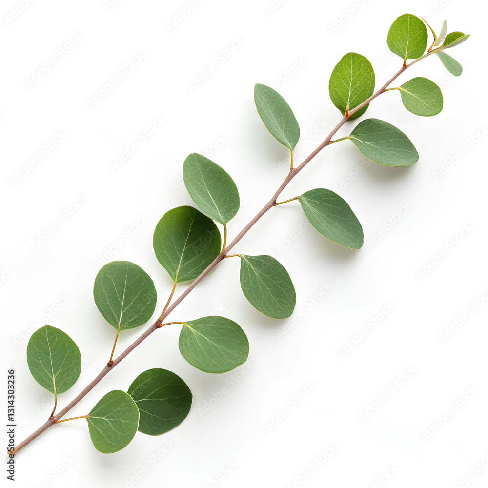 Naklejka premium feuille, plante, isolé, nature - macro, fraîcheur, vert, frais, environnement, botanique, herbe, flore, fond blanc, 