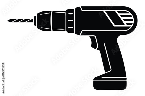 Black and White Drill Silhouette vector