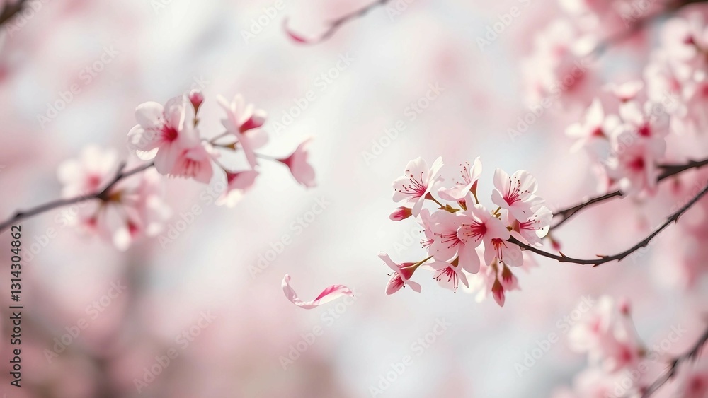 Pink cherry blossoms petals blowing in the air Natural flow movement isolated on against transparent Pink cherry blossoms petals blowing in the air Natural flow movement isolated on against transparent