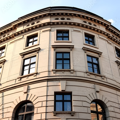 Side view imposing building with windows photo