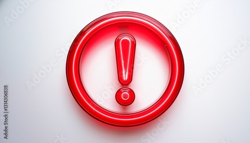 붉은색 네온 스타일의 '!' 기호가 빛나는 배경화면