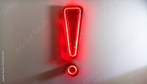 붉은색 네온 스타일의 '!' 기호가 빛나는 배경화면