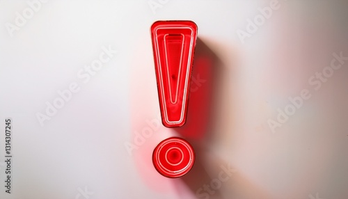 붉은색 네온 스타일의 '!' 기호가 빛나는 배경화면