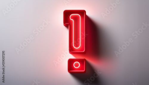 붉은색 네온 스타일의 '!' 기호가 빛나는 배경화면