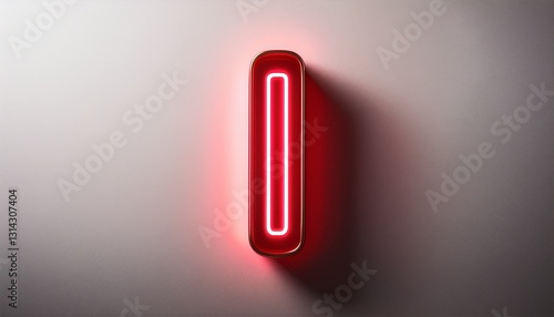 붉은색 네온 스타일의 '!' 기호가 빛나는 배경화면