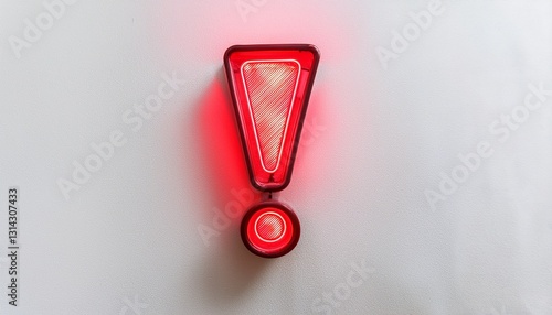 붉은색 네온 스타일의 '!' 기호가 빛나는 배경화면