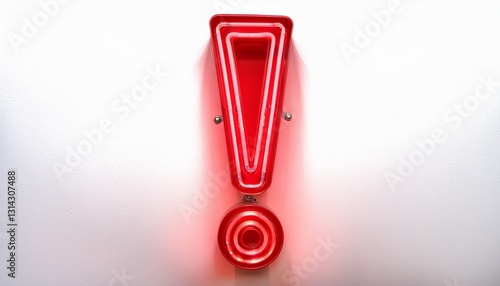 붉은색 네온 스타일의 '!' 기호가 빛나는 배경화면