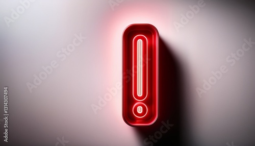붉은색 네온 스타일의 '!' 기호가 빛나는 배경화면