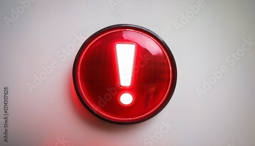 붉은색 네온 스타일의 '!' 기호가 빛나는 배경화면