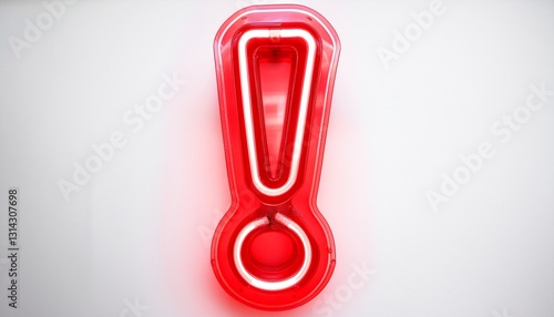 붉은색 네온 스타일의 '!' 기호가 빛나는 배경화면