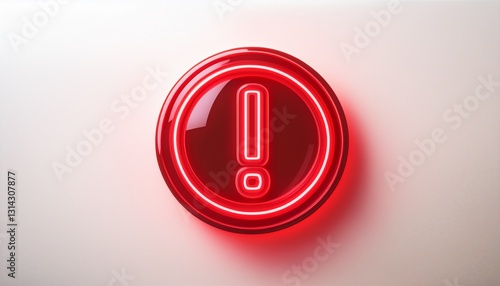 붉은색 네온 스타일의 '!' 기호가 빛나는 배경화면