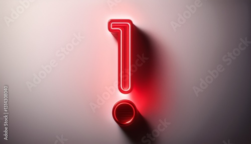 붉은색 네온 스타일의 '!' 기호가 빛나는 배경화면