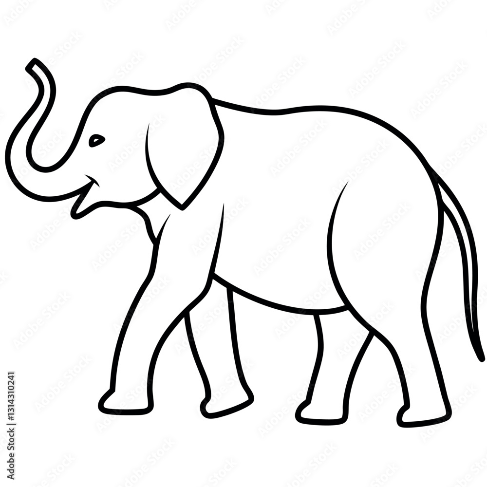 A Elephant-walking liner-art-on-white background. A Elephant-walking liner-art-on-white background.