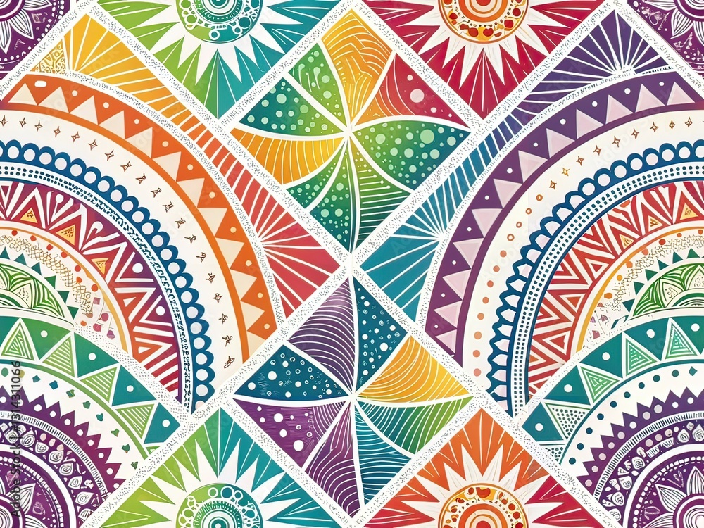 Fototapeta premium Colorful Geometric Silhouette Spectrum Pattern - Abstract Shapes