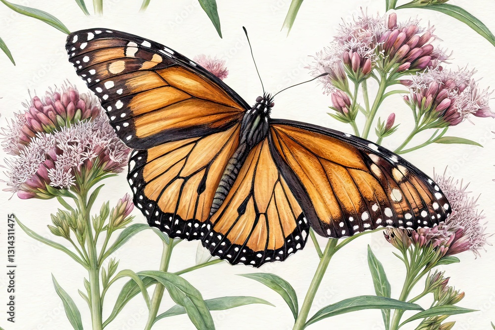 Fototapeta premium Common Tiger Butterfly, Beautiful Close-up, Copy Space