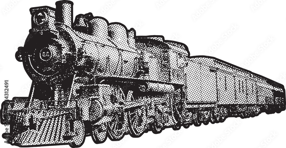 Obraz premium Vintage Steam Locomotive Illustration