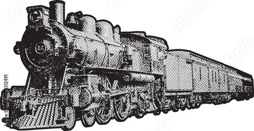 Vintage Steam Locomotive Illustration