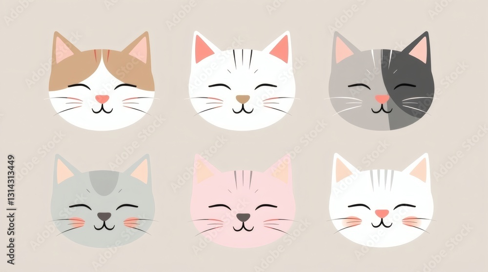 a collection of adorable cartoon cats with different colors and patterns a collection of adorable cartoon cats with different colors and patterns