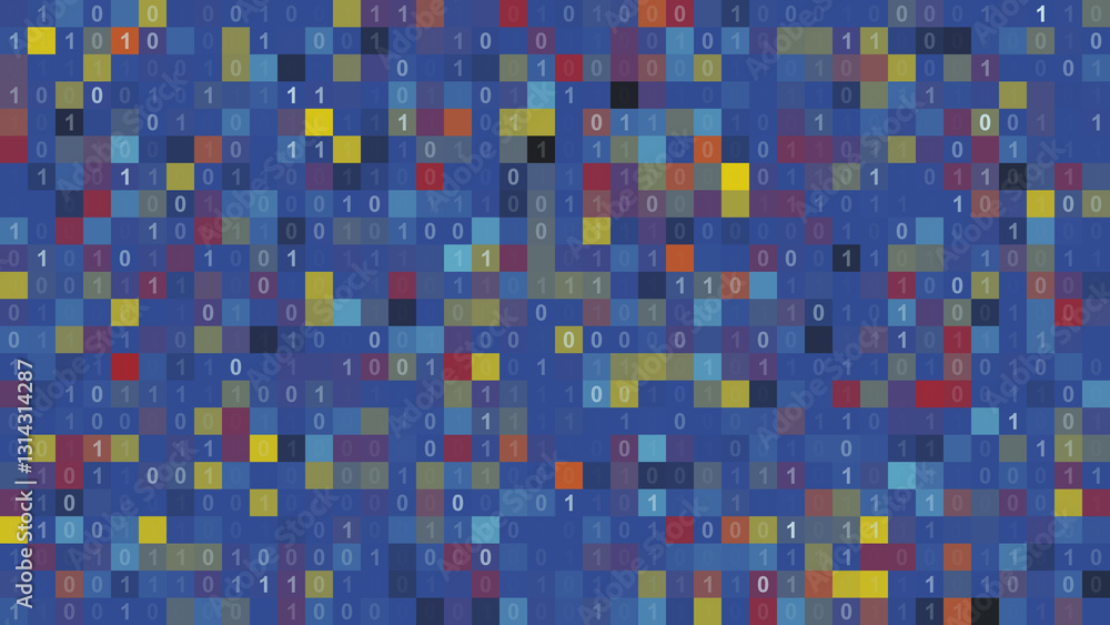 Fototapeta premium Background Abstract Pixel Dark Blue Binary Numbers Pattern