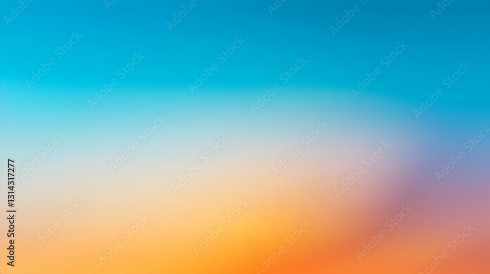 Naklejka premium Vivid Orange Yellow And Blue Gradient Blurred Sky Background At Sunset Or Sunrise For Abstract Nature Backdrop Design