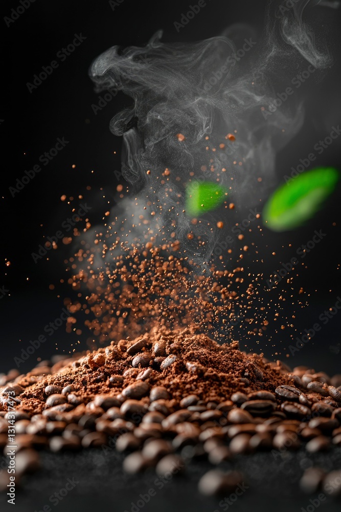 Coffee beans, steam, and smoke Coffee beans, steam, and smoke