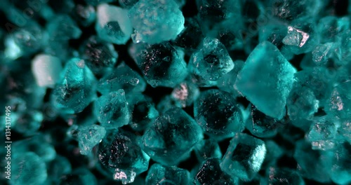 Microscopic footage of NiSO4 particles showing crystal structures and lab environment
