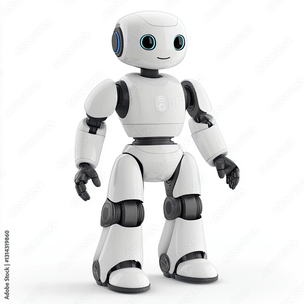 A G-connected robot assistant, isolated on a white background, symbolizing AI-driven automation. A G-connected robot assistant, isolated on a white background, symbolizing AI-driven automation.