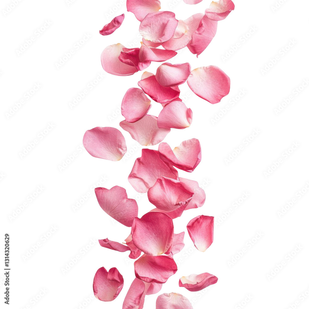Rose petals falling down. Isolated on transparent background. Cosmetics banner element. Rose petals falling down. Isolated on transparent background. Cosmetics banner element.