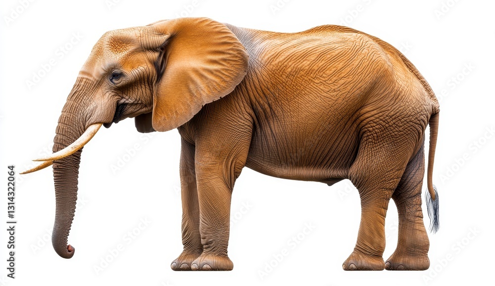 Obraz premium Large Brown African Elephant Standing Against White Background