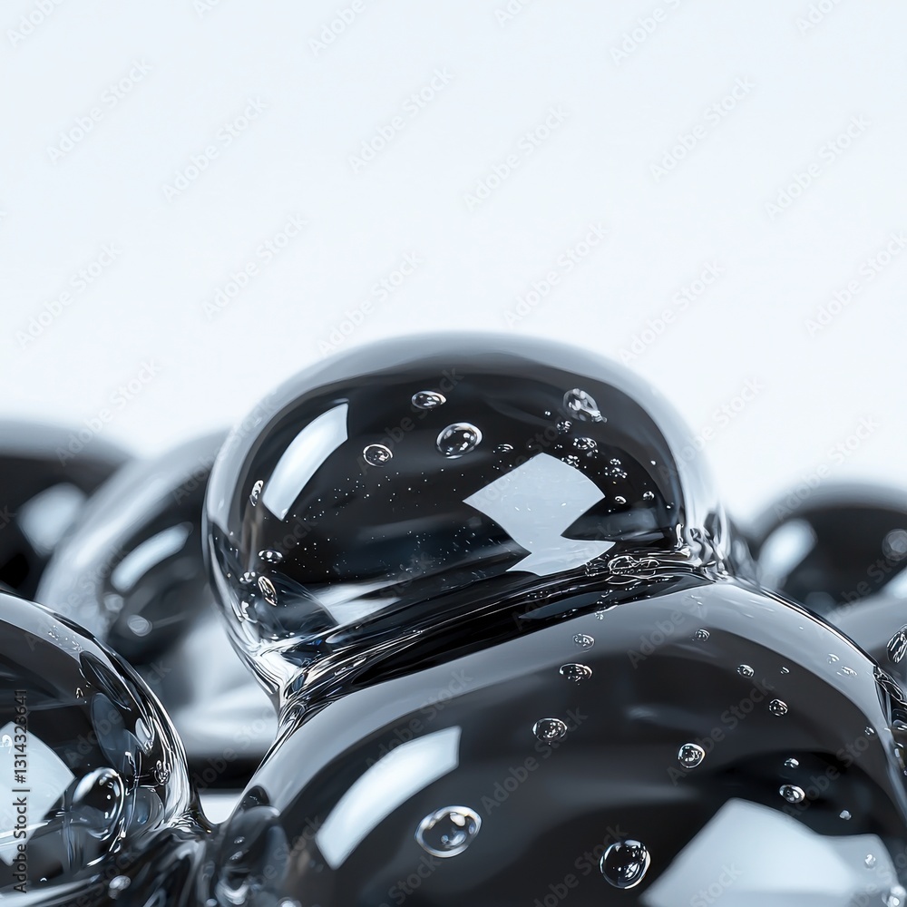A close-up of shimmering black bubbles with tiny air pockets, creating an abstract and artistic look against a light background. A close-up of shimmering black bubbles with tiny air pockets, creating an abstract and artistic look against a light background.