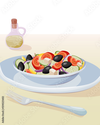 Vector illustration of a Greek salad