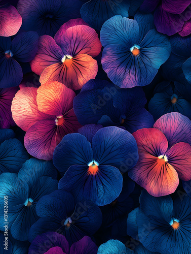 Wallpaper Mural Vibrant Pansy Blooms Close-up Torontodigital.ca