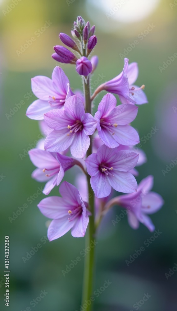 Obraz premium Delicate lilac bellflowers, soft focus background , garden, vegetation